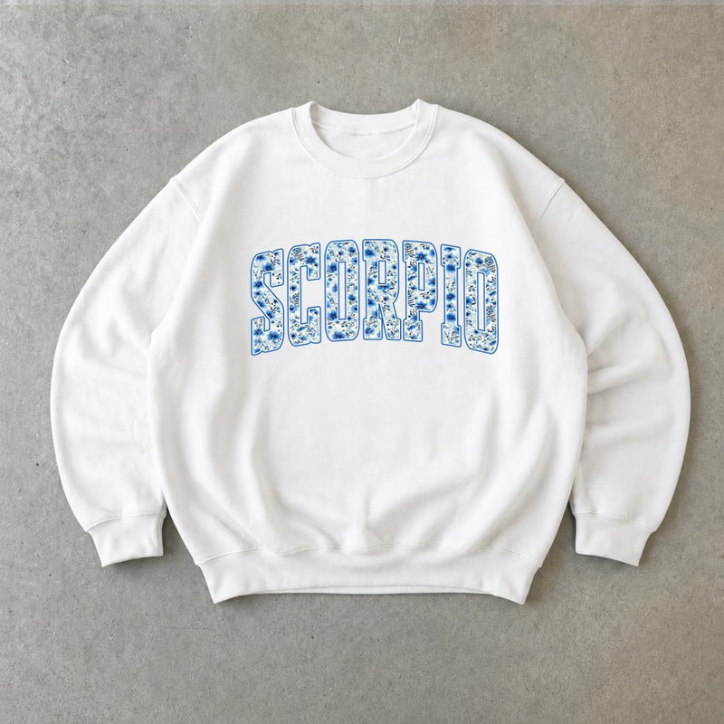 Personalized Zodiac Sweatshirt, Custom Choose Your Horoscope Sign, Floral Astrology Gift for Women