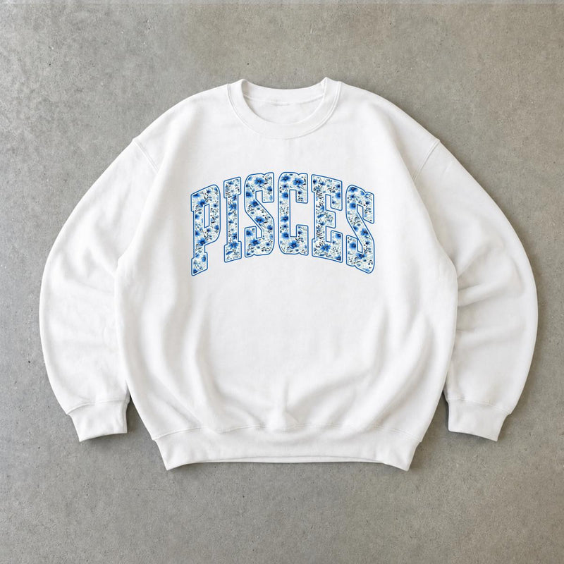 Personalized Zodiac Sweatshirt, Custom Choose Your Horoscope Sign, Floral Astrology Gift for Women
