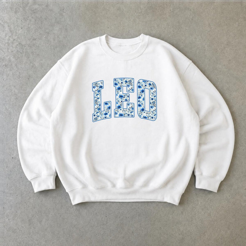 Personalized Zodiac Sweatshirt, Custom Choose Your Horoscope Sign, Floral Astrology Gift for Women