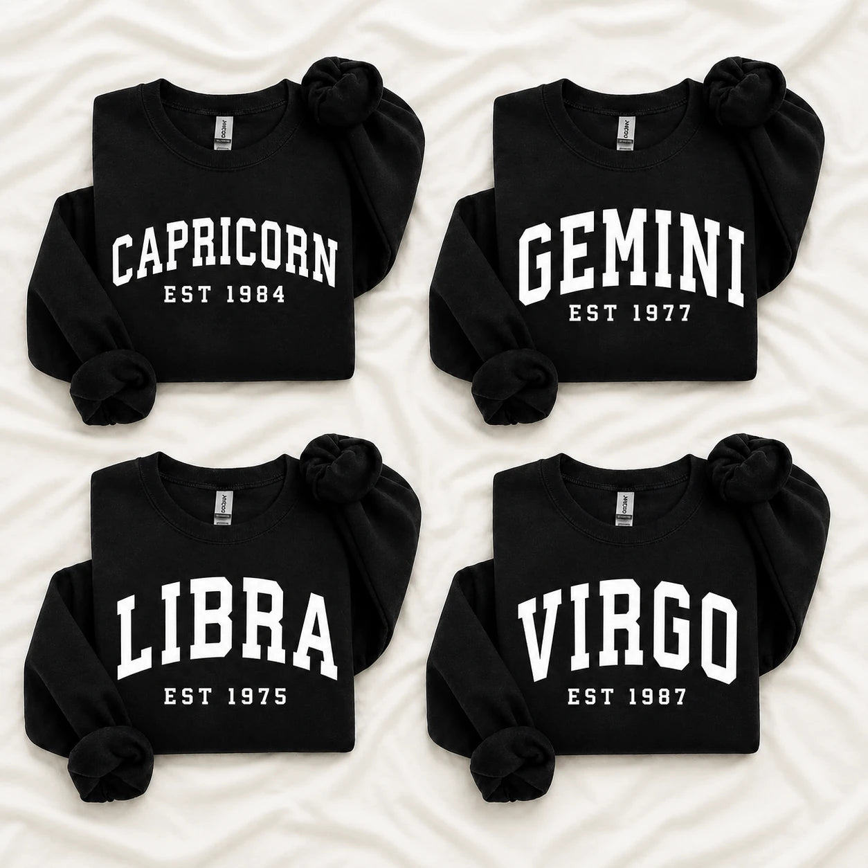 Personalized Zodiac Sweatshirt, Custom Star Sign EST Birth Year, Astrology Birthday Gift for Her, Choose Aries to Pisces Horoscope
