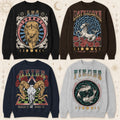 Personalized Zodiac Sweatshirt, Retro Celestial Horoscope Birthday Gift