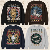 Personalized Zodiac Sweatshirt, Retro Celestial Horoscope Birthday Gift