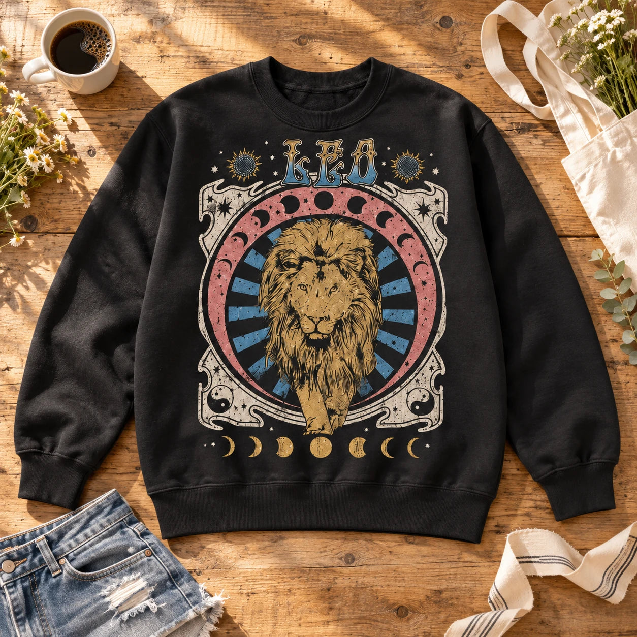 Personalized Zodiac Sweatshirt, Retro Celestial Horoscope Birthday Gift