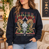 Personalized Zodiac Sweatshirt, Retro Celestial Horoscope Birthday Gift