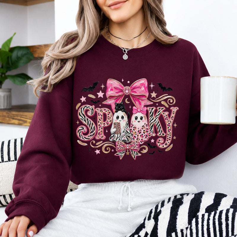 Pink Coquette Halloween Sweatshirt, Girly Fall Gift