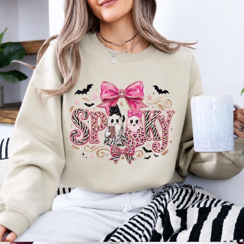 Pink Coquette Halloween Sweatshirt, Girly Fall Gift