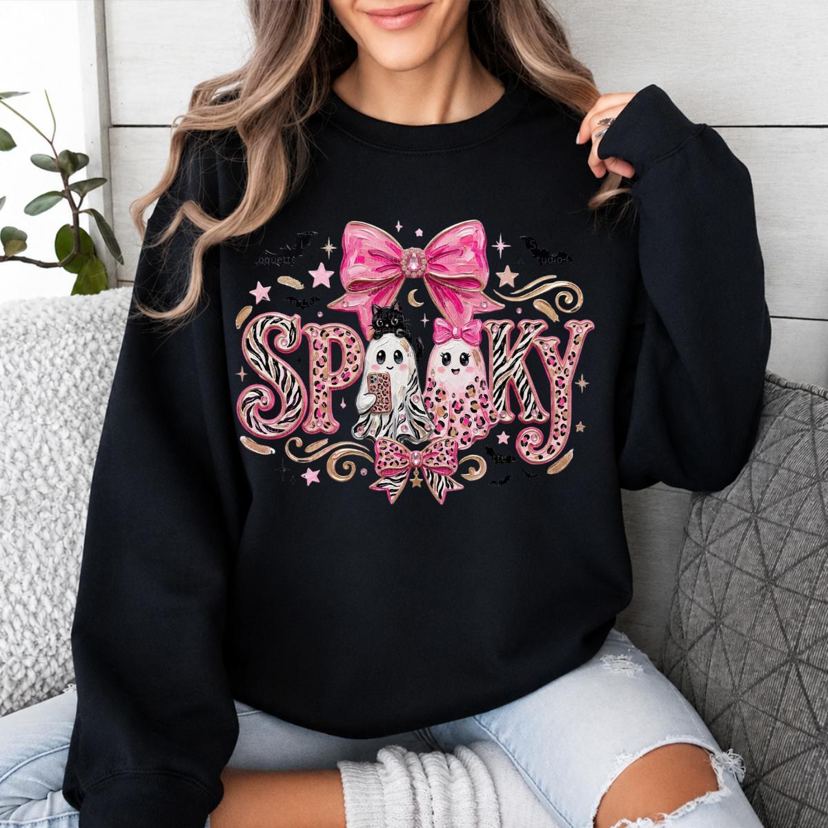 Pink Coquette Halloween Sweatshirt, Girly Fall Gift