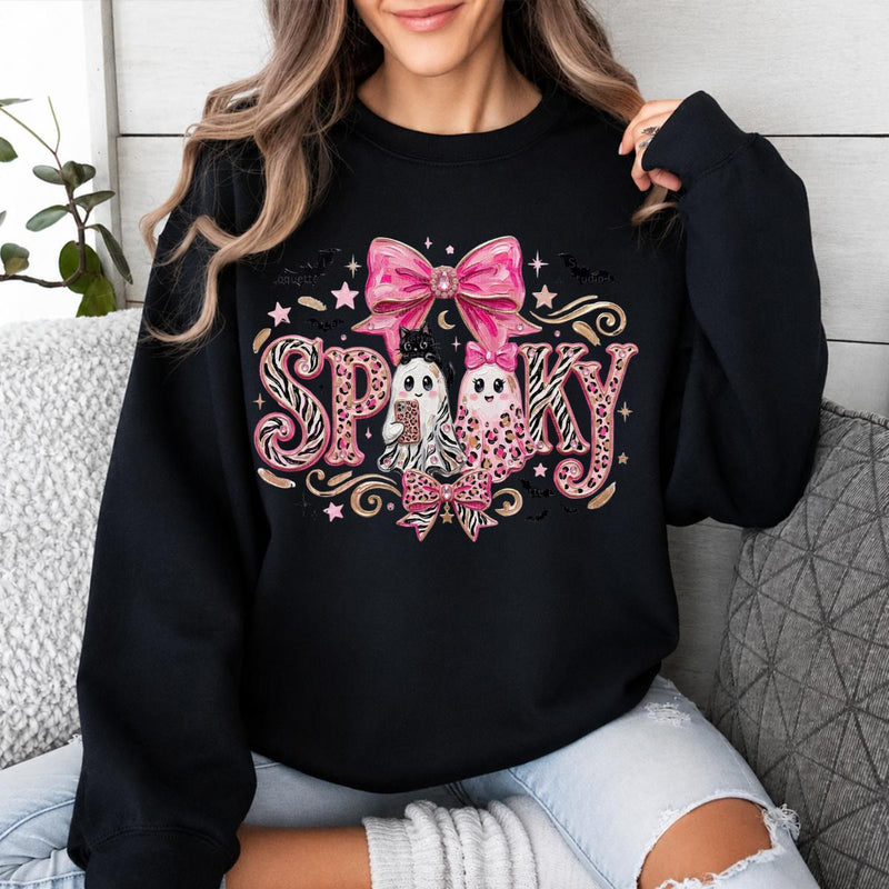 Pink Coquette Halloween Sweatshirt, Girly Fall Gift