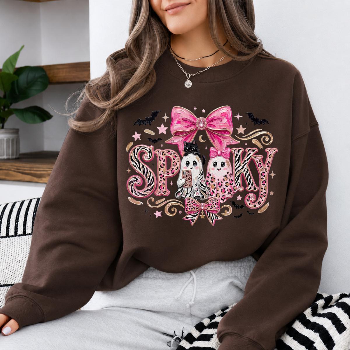Pink Coquette Halloween Sweatshirt, Girly Fall Gift