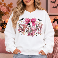 Pink Coquette Halloween Sweatshirt, Girly Fall Gift