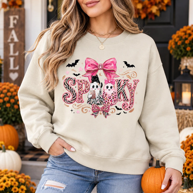 Pink Coquette Halloween Sweatshirt, Girly Fall Gift