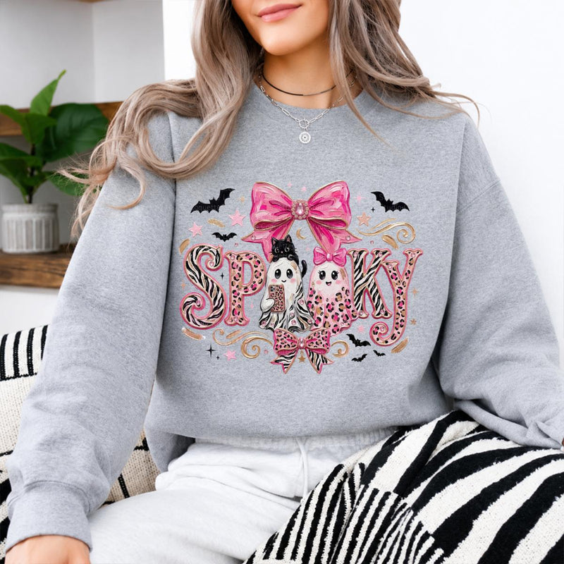 Pink Coquette Halloween Sweatshirt, Girly Fall Gift