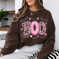 Pink Halloween Sweatshirt BOO Spooky Season Fall Holiday Women Girly Glam