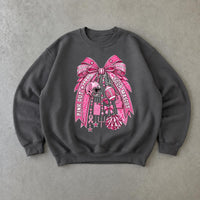 Pink Out Football Sweatshirt, Pink Out Your Mascot Bow, Breast Cancer Awareness Game Day Women Coquette Design