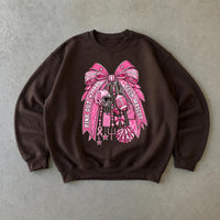 Pink Out Football Sweatshirt, Pink Out Your Mascot Bow, Breast Cancer Awareness Game Day Women Coquette Design