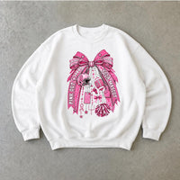 Pink Out Football Sweatshirt, Pink Out Your Mascot Bow, Breast Cancer Awareness Game Day Women Coquette Design