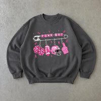 Pink Out Game Day Sweatshirt Pink Out Charm Design Breast Cancer Awareness Football Women Cute Sporty Style