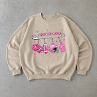 Pink Out Game Day Sweatshirt Pink Out Charm Design Breast Cancer Awareness Football Women Cute Sporty Style