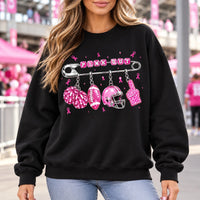 Pink Out Game Day Sweatshirt with Charm Football Graphic Breast Cancer Awareness for Women