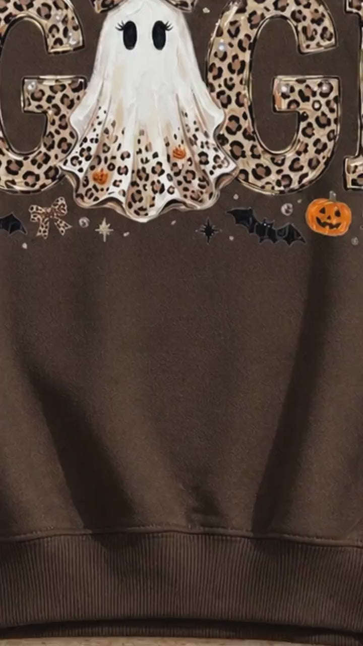 Personalized Halloween Leopard Ghost Sweatshirt, Custom Choose Your Grandma Mama Nickname, Cute Spooky Fall Mom Grandma Gift for Women - giftcuztom.com