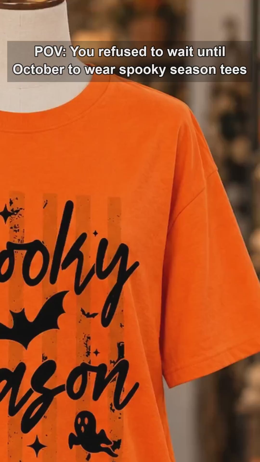 Spooky Season Spooky Season T-Shirt Halloween Fall Apparel Women Cute Coquette Retro Striped