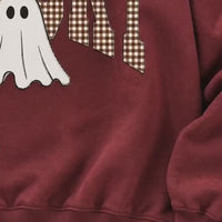 Spooky Ghost Sweatshirt Spooky Gingham Ghost Halloween Women Cute Retro