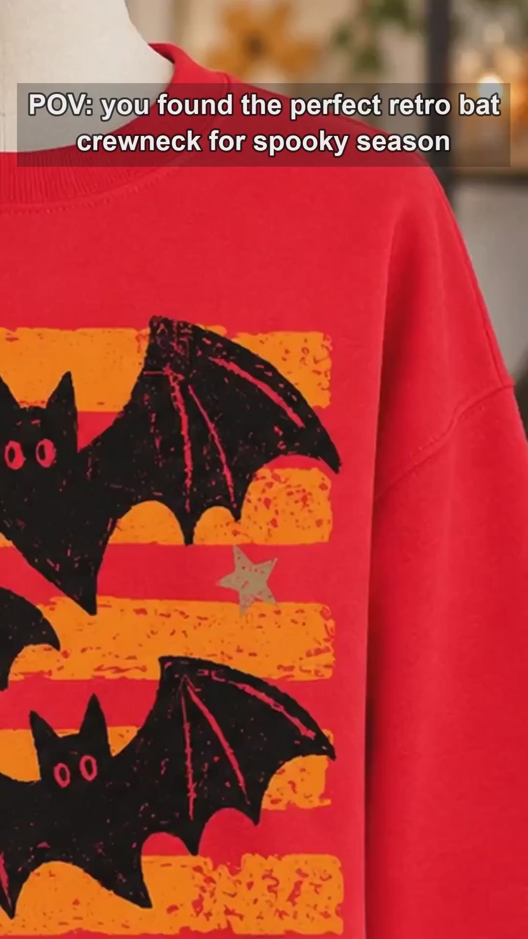 Retro Bat Halloween Flying Bats Sweatshirt and T-Shirt Spooky Season Unisex Vintage Distressed