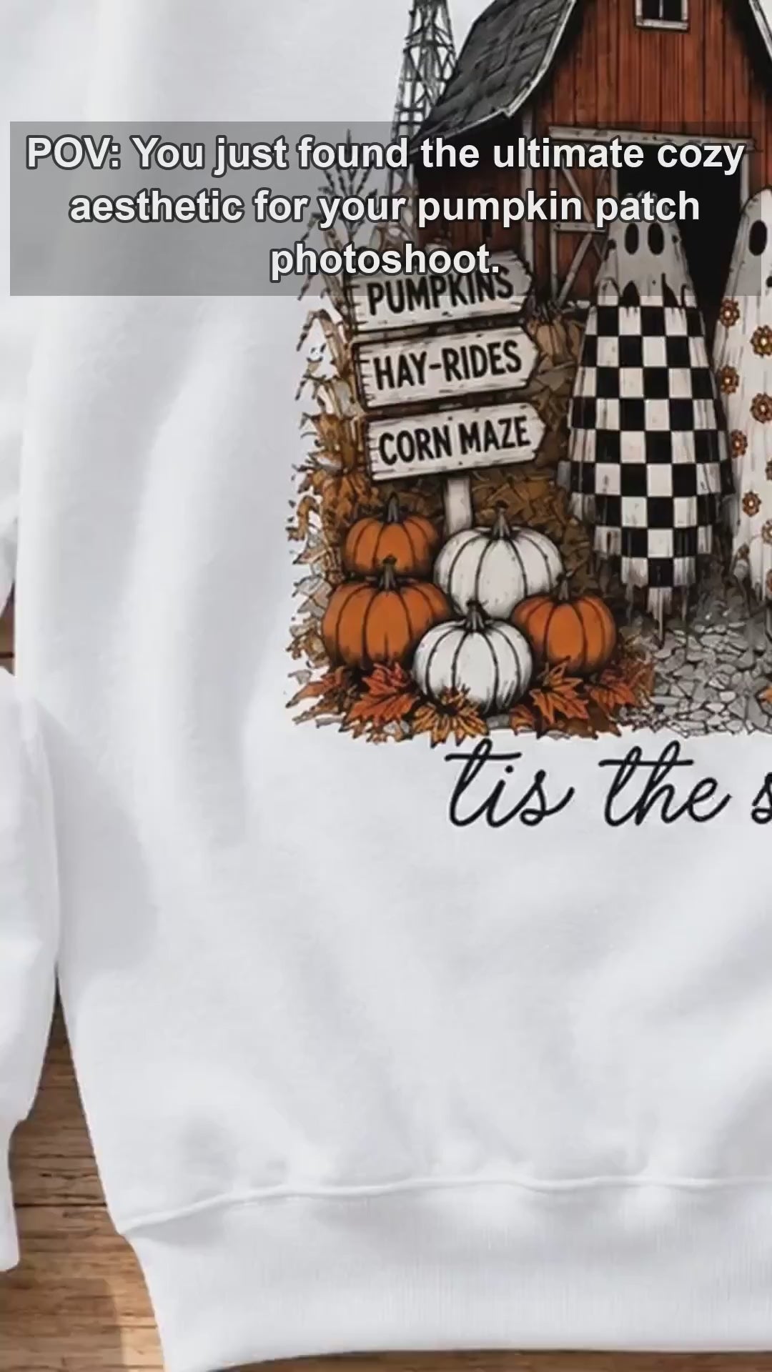 Cute Ghost Pumpkin Patch Graphic Sweatshirt & T-Shirt Retro Fall Farm Halloween Outfit