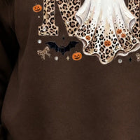 Personalized Halloween Leopard Ghost Sweatshirt, Custom Choose Your Grandma Mama Nickname, Cute Spooky Fall Mom Grandma Gift for Women - giftcuztom.com