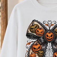 Gothic Halloween Bow Jack O Lantern Sweatshirt and T-Shirt Spooky Fall Women Vintage Coquette