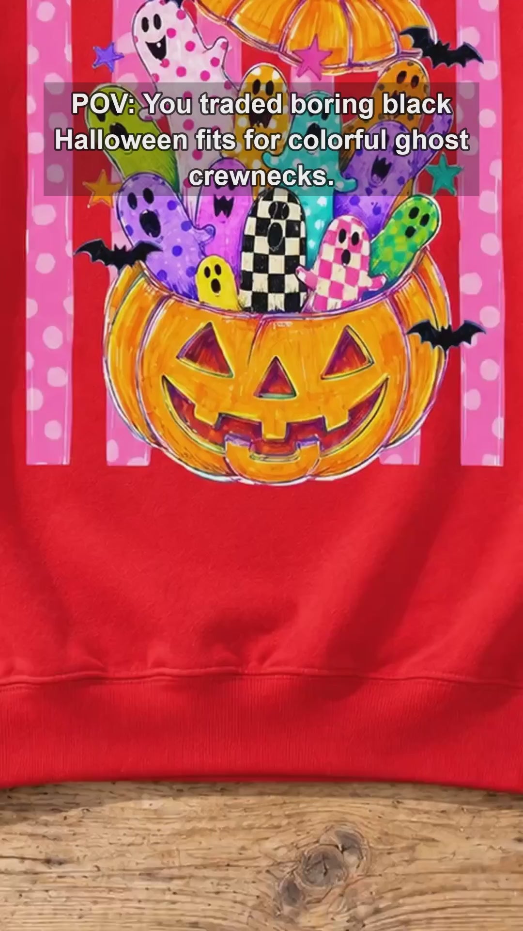 Cute Ghost Pumpkin Colorful Spooky Ghosts Sweatshirt and T-Shirt Halloween Fall Unisex Retro Cute