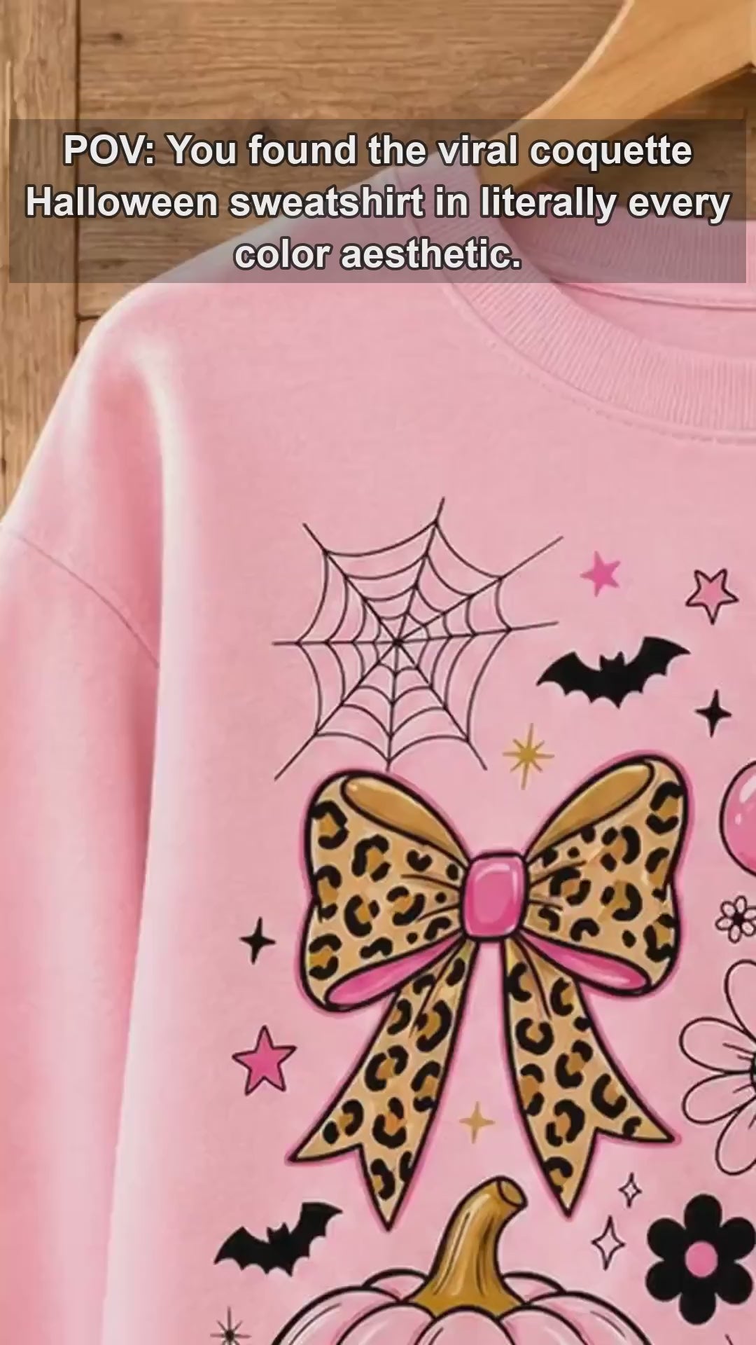 Coquette Halloween Pink Ghost Pumpkin Bow Sweatshirt Spooky Season Women Cute Girly Leopard Bow Design