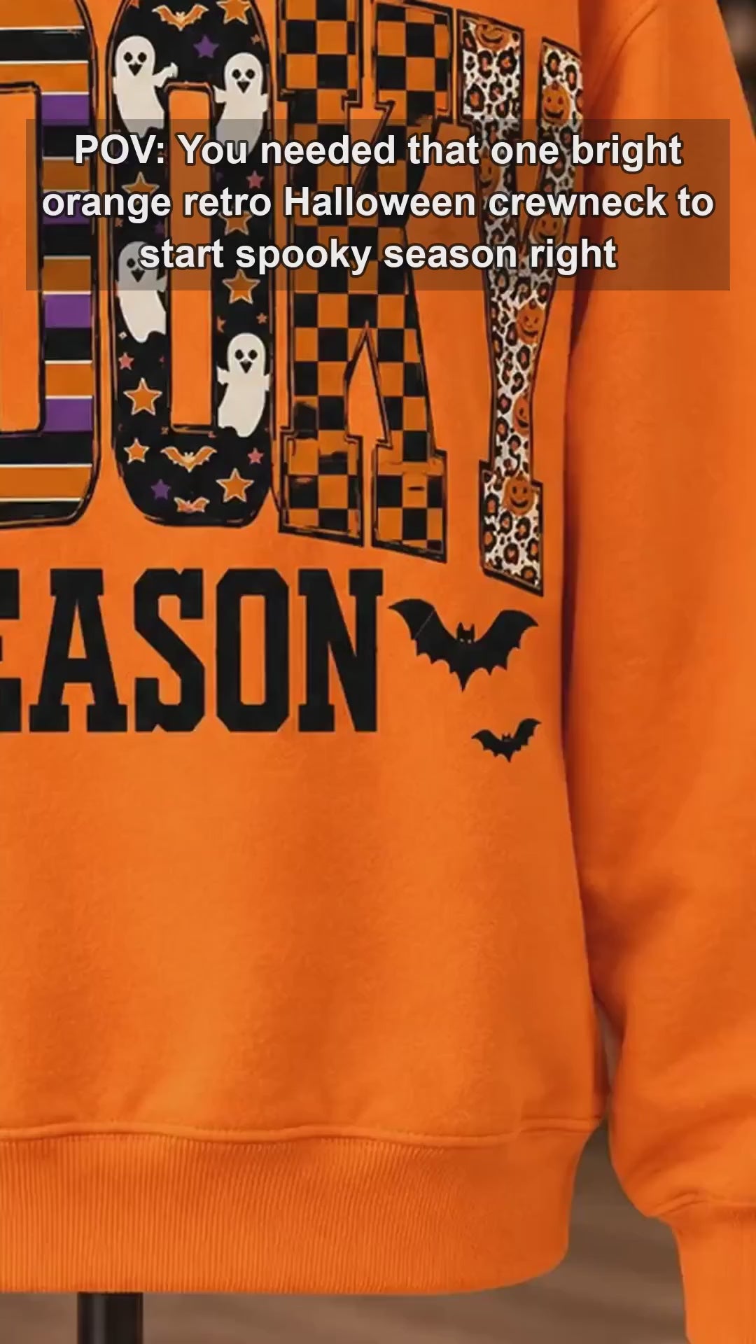 Spooky Season Spooky Season Sweatshirt and T-Shirt Halloween Fall Women Retro Patterned Varsity