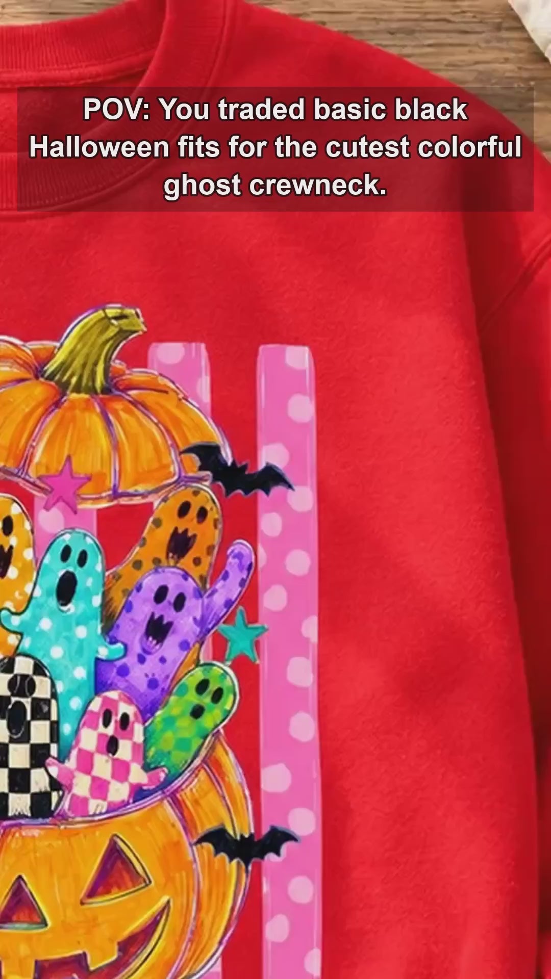 Cute Ghost Pumpkin Colorful Spooky Ghosts Sweatshirt and T-Shirt Halloween Fall Unisex Retro Cute