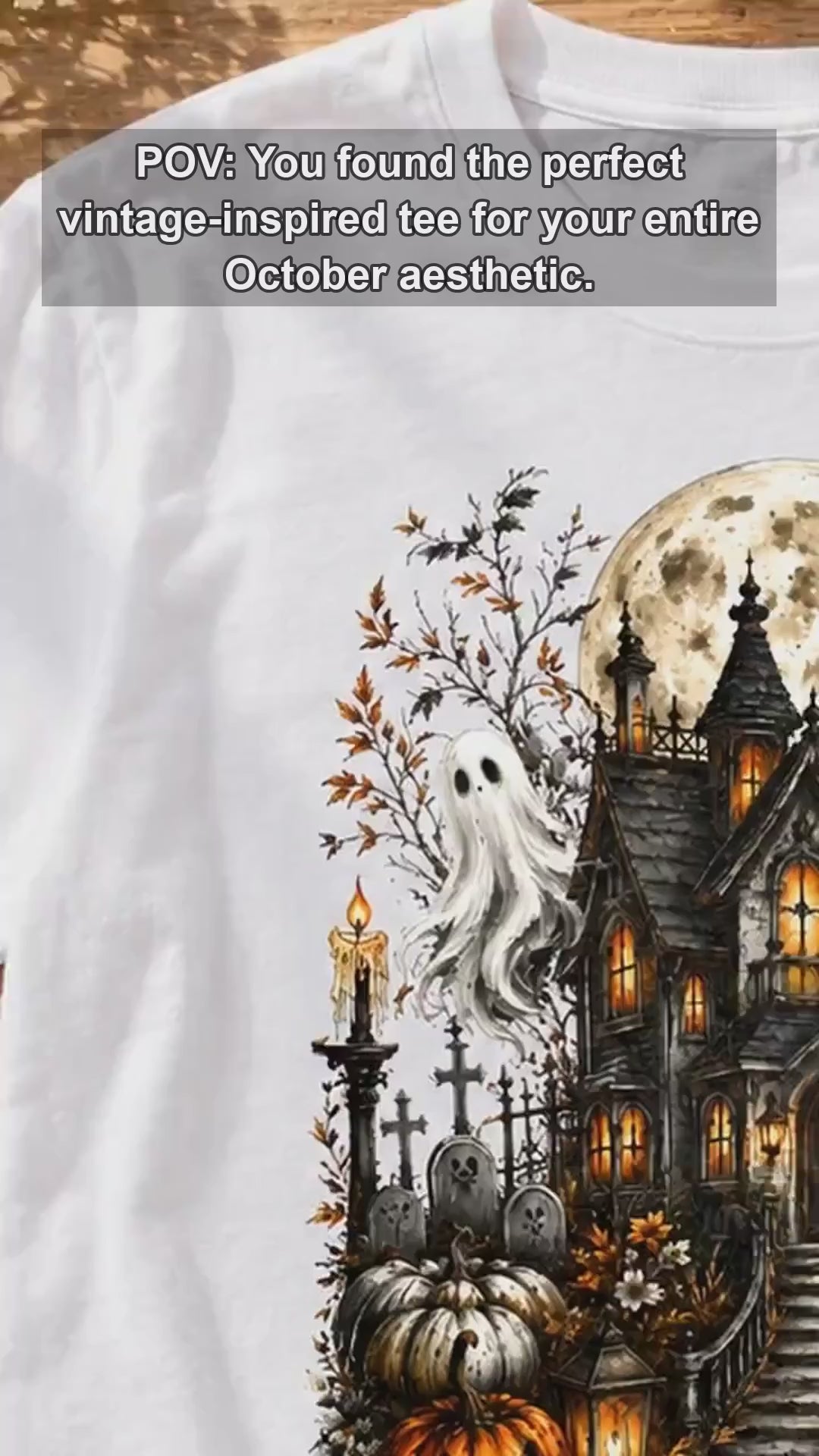 Vintage Haunted Mansion Graphic Pullover Top Halloween Gothic Spooky Season Sweatshirt