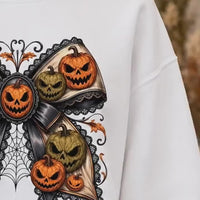 Gothic Halloween Bow Jack O Lantern Sweatshirt and T-Shirt Spooky Fall Women Vintage Coquette