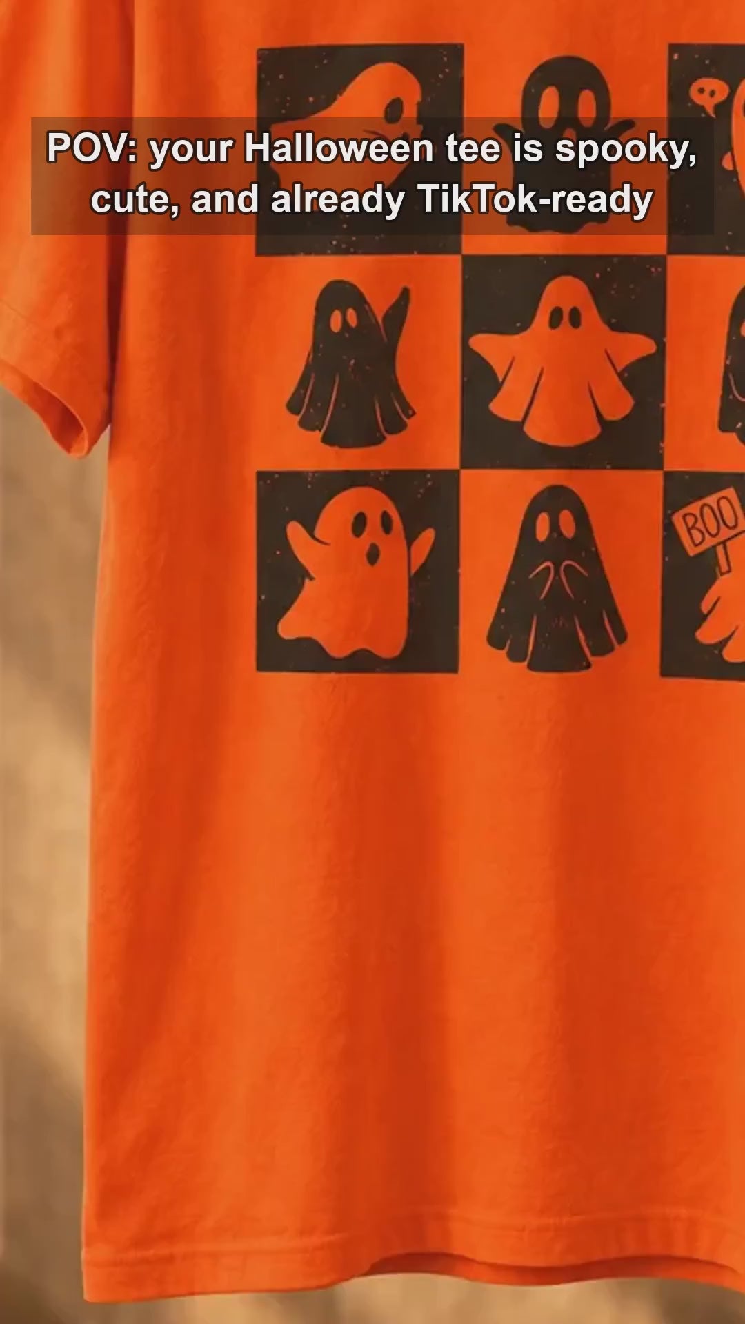 Women's Cute Ghost Halloween Graphic T-Shirt Retro Spooky Season Fall Aesthetic Top