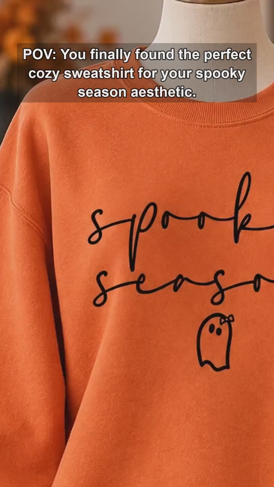 Spooky Season Cute Ghost Spooky Season Sweatshirt Fall Halloween Women Minimalist Aesthetic