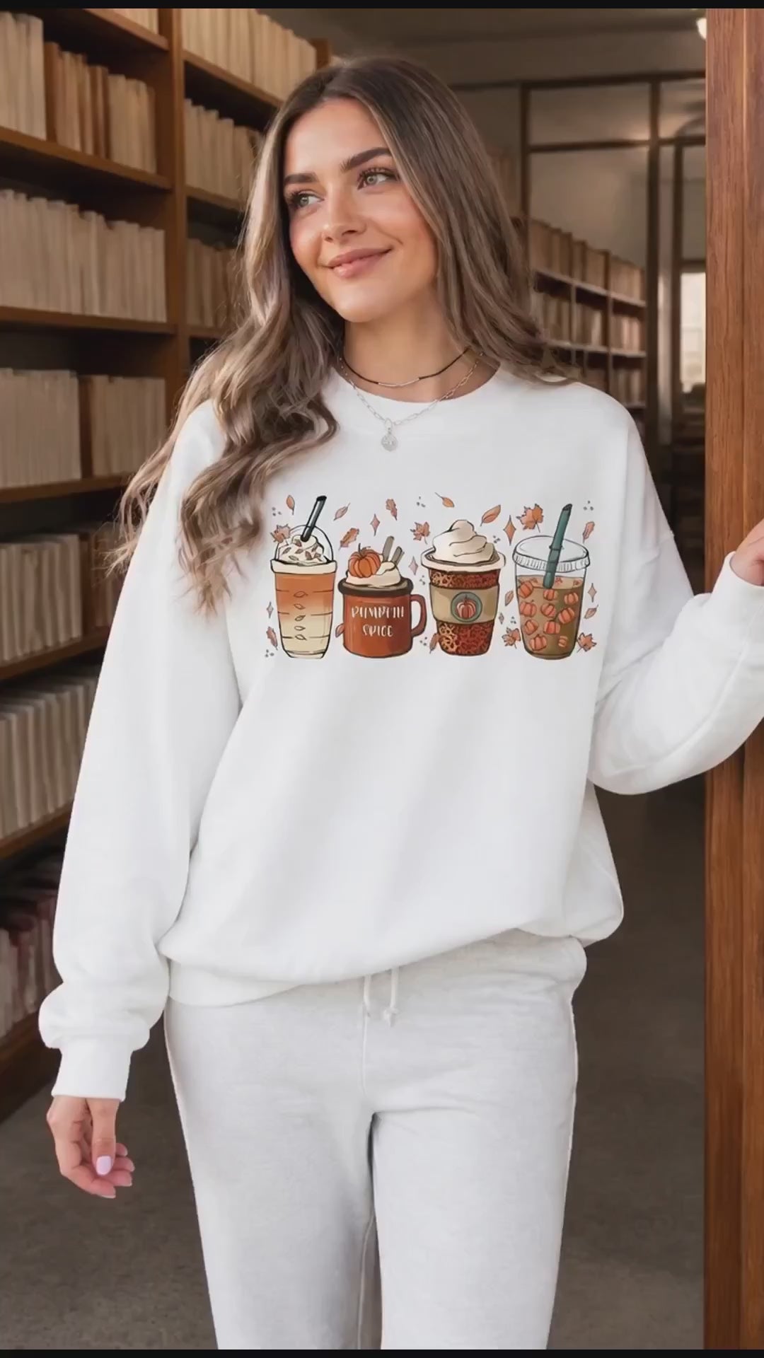 Pumpkin Spice Coffee Lover Pumpkin Spice Drinks Sweatshirt and T-Shirt Fall Coffee Lover Women Cute Hand Drawn - giftcuztom.com