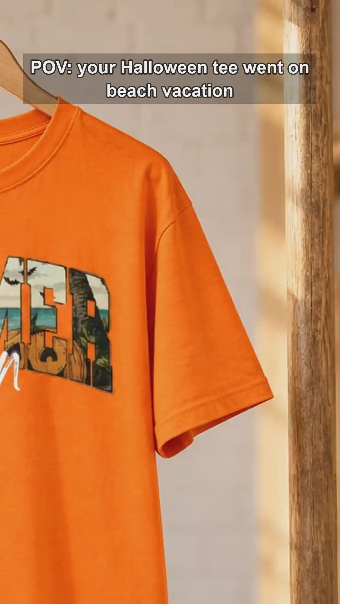 Women's Summerween T-Shirt Skeleton Pumpkin Beach Halloween Vacation Retro Spooky Tropical Tee