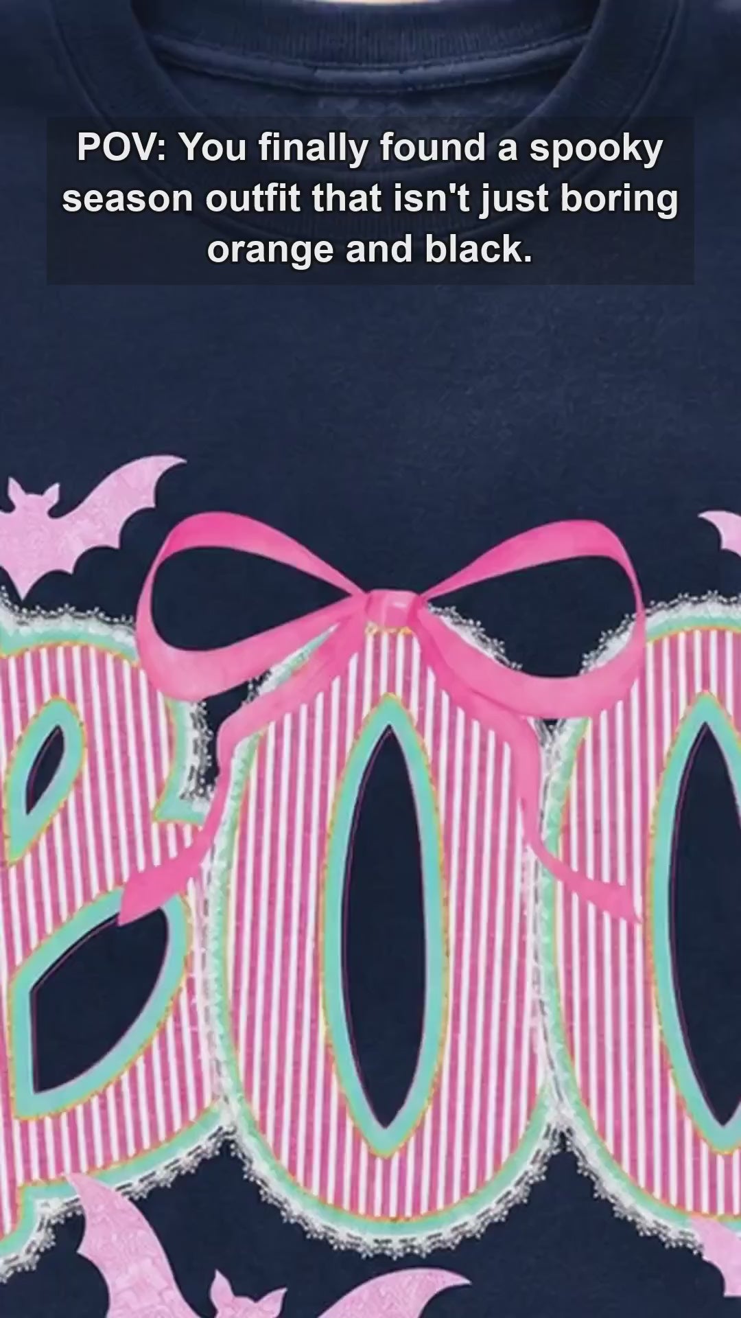 Cute Coquette Halloween Graphic Top Pink Bow BOO Bats Preppy Spooky Season Shirt