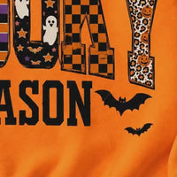 Spooky Season Spooky Season Sweatshirt and T-Shirt Halloween Fall Women Retro Patterned Varsity