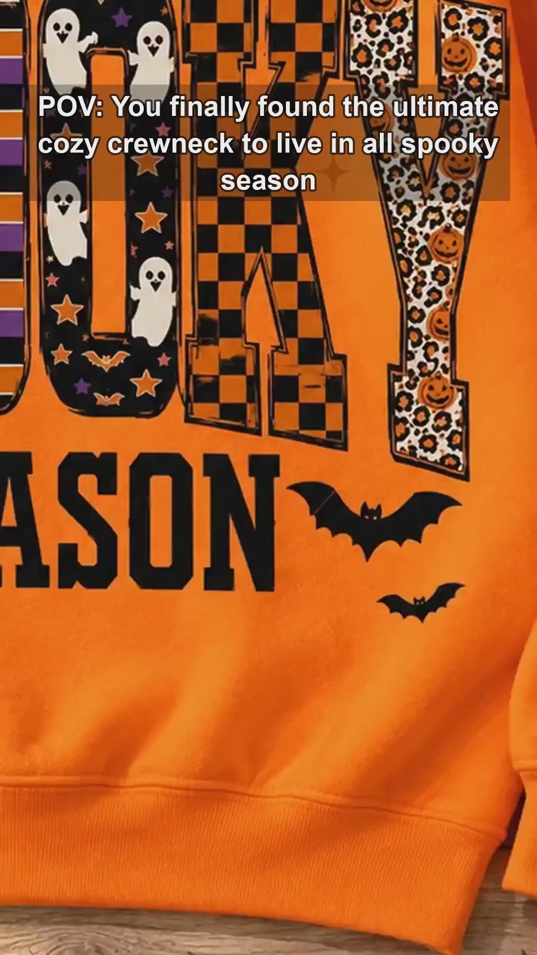 Spooky Season Spooky Season Sweatshirt and T-Shirt Halloween Fall Women Retro Patterned Varsity
