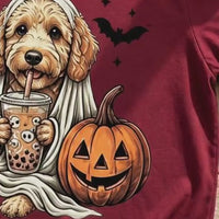 Personalized Dog Halloween T-Shirt Custom Dog Breed Ghost Boba Graphic Tee