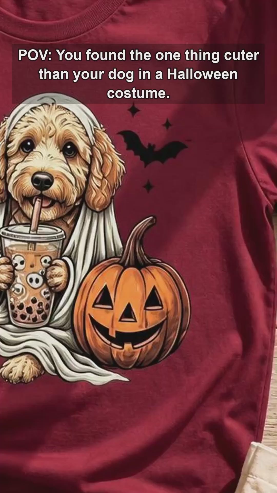 Personalized Dog Halloween T-Shirt Custom Dog Breed Ghost Boba Graphic Tee