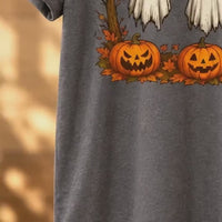 Women's Hangin With My Boos Halloween T-Shirt Cute Ghost & Pumpkin Graphic Tee Spooky Season Casual Top