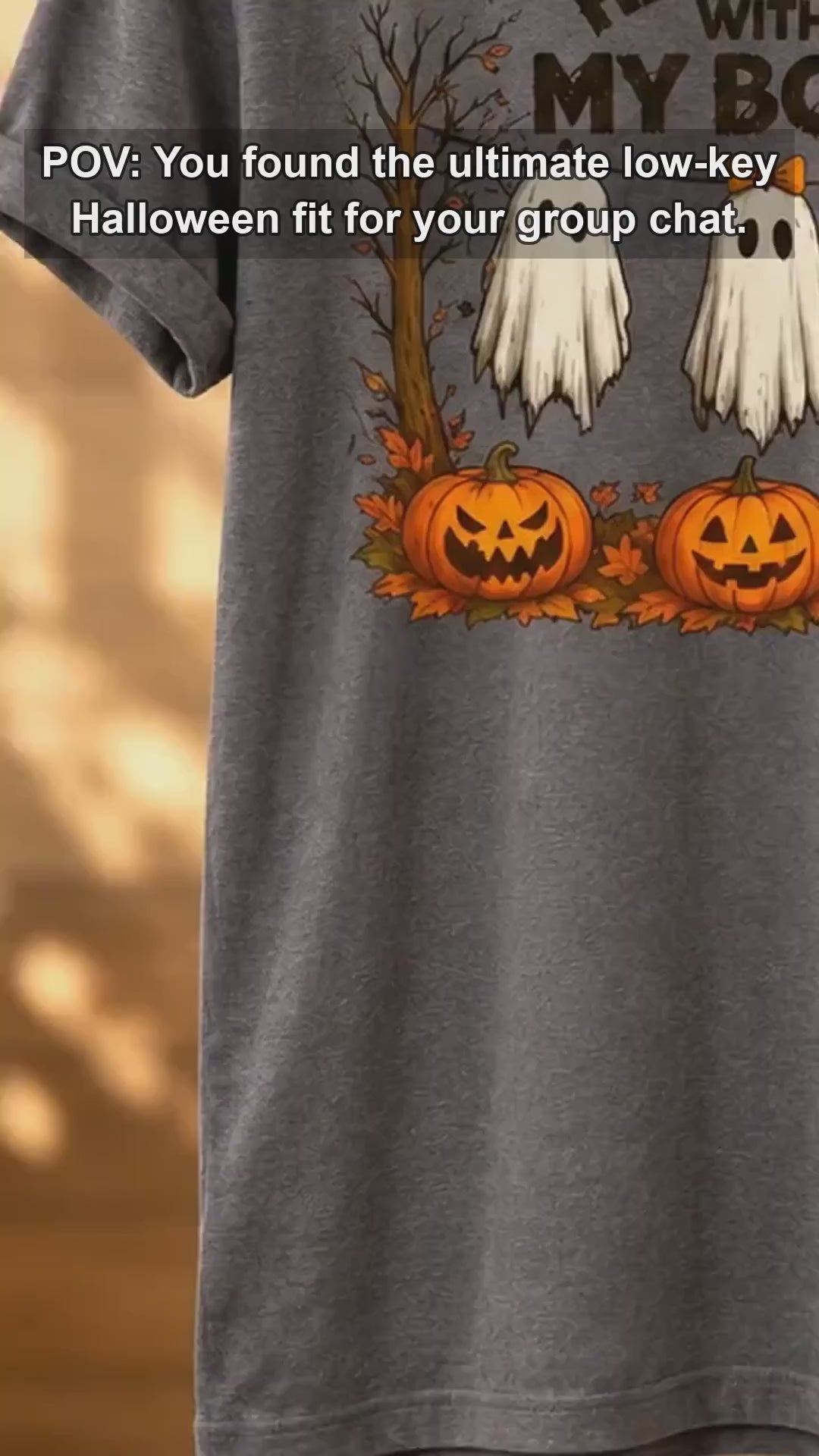 Women's Hangin With My Boos Halloween T-Shirt Cute Ghost & Pumpkin Graphic Tee Spooky Season Casual Top