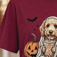 Personalized Dog Halloween T-Shirt Custom Dog Breed Ghost Boba Graphic Tee