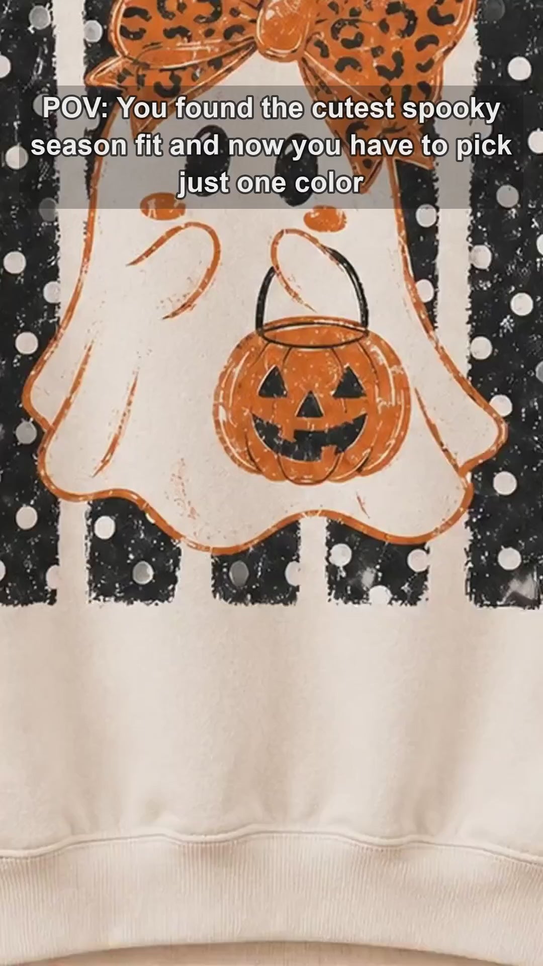 Halloween Ghost Sweatshirt Leopard Bow Ghost Pumpkin Spooky Season Women Cute Retro