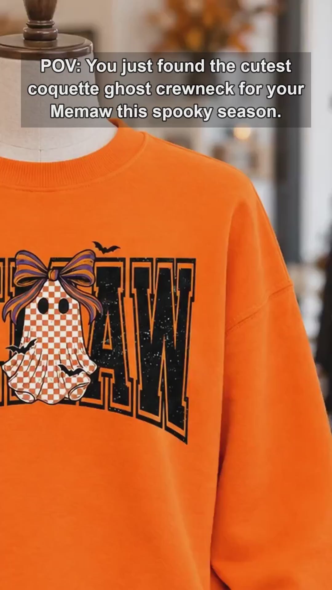 Custom Halloween Sweatshirt, Personalized Cute Ghost Bow Fall, Choose Any Grandma Mimi Gigi Title, Spooky Season Gift